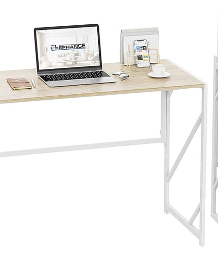 Elephance Folding Desk Writing Computer Desk for Home Office, No-Assembly Study Office Desk Foldable Table for Small Spaces - LeafyLoom