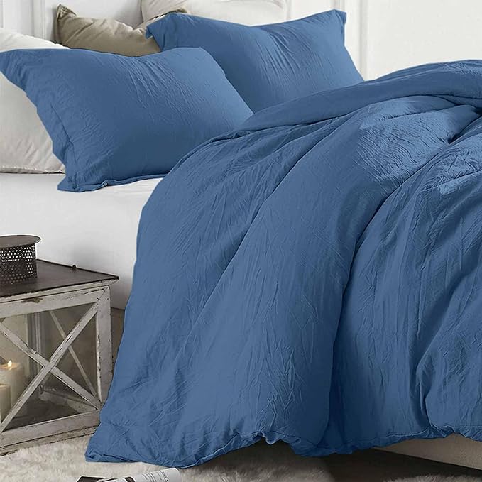 ETDIFFE Blue Comforter Set Twin/Twin XL Size, 2pc Aesthetic Modern Bedding Set - Soft & Lightweight All Season Extra Long Microfiber Down Alternative Bed Comforter with 1 Pillow Sham - LeafyLoom