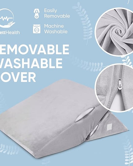 Adjustable Bed Wedge Pillow for Sleeping - 7 in 1 Incline Folding Memory Foam Cushion - Body Positioner System for Legs or Back | Support Pillow Helps Acid Reflux, Anti Snoring, Heartburn, GERD - LeafyLoom