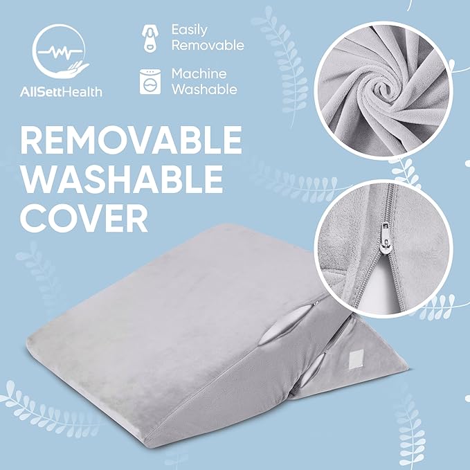 Adjustable Bed Wedge Pillow for Sleeping - 7 in 1 Incline Folding Memory Foam Cushion - Body Positioner System for Legs or Back | Support Pillow Helps Acid Reflux, Anti Snoring, Heartburn, GERD - LeafyLoom