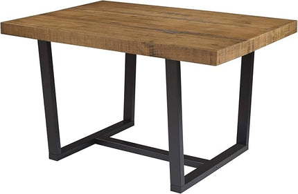 Walker Edison Andre Modern Solid Wood Dining Table, 52 Inch, Rustic Oak - LeafyLoom