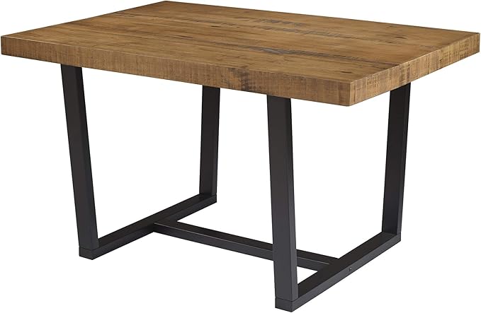 Walker Edison Andre Modern Solid Wood Dining Table, 52 Inch, Rustic Oak - LeafyLoom