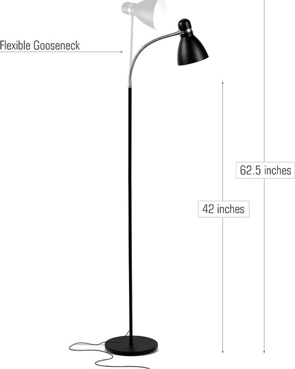 Brightech Avery Floor Lamp, Dimmable Standing Lamp With Sturdy Base, Floor Lamp for Over Chair Bedroom Reading, Modern LED Lamp for Living Rooms, Tall Lamp for Offices, Great Living Room Decor - Black - LeafyLoom