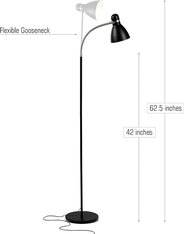 Brightech Avery Floor Lamp, Dimmable Standing Lamp With Sturdy Base, Floor Lamp for Over Chair Bedroom Reading, Modern LED Lamp for Living Rooms, Tall Lamp for Offices, Great Living Room Decor - Black - LeafyLoom