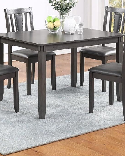 NicBex Dining Table for 4 Dining Room Table Set 5Pc Set Kitchen Breakfast Dining Table with Wooden Top Upholstered Cushion Chairs Dining Room Furniture, Grey Mix - LeafyLoom