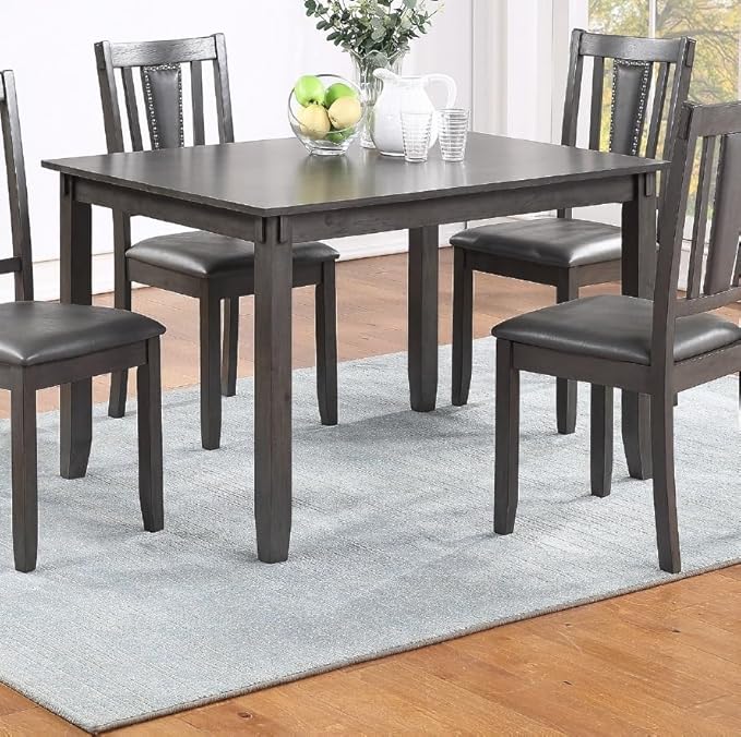 NicBex Dining Table for 4 Dining Room Table Set 5Pc Set Kitchen Breakfast Dining Table with Wooden Top Upholstered Cushion Chairs Dining Room Furniture, Grey Mix - LeafyLoom