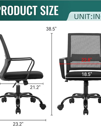 Home Office Chair Ergonomic Desk Chair Swivel Rolling Computer Chair Executive Lumbar Support Task Mesh Chair Adjustable Stool for Women Men,Grey - LeafyLoom