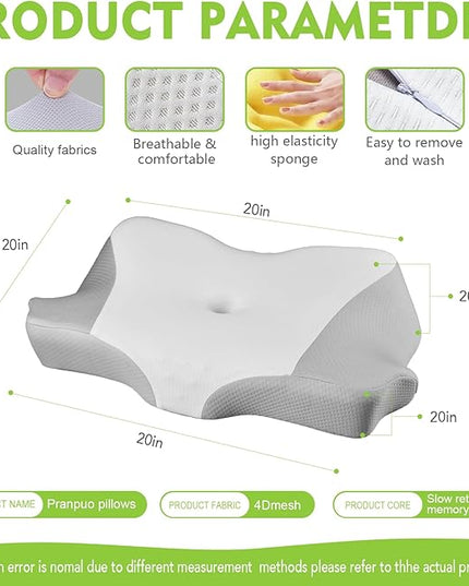 Cervical Pillow for Bed Sleeping, Memory Foam Contour Neck Pillows with Breathable Pillowcase, Ergonomic Neck Support Pillows for Side, Back and Stomach Sleepers - LeafyLoom