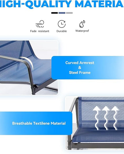 4 Piece Patio Outdoor Furniture Set with Strong Powder Coated Metal Frame One Love Seat, Two Single Chairs and one Table for Porch, Balcony, Backyad, Patio Conversation Set (Navy Blue) - LeafyLoom