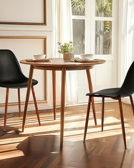 CangLong Modern Popular Dining Chairs Set 2 with Plastic seat and Metal Legs for Dining&Lving Room,Black - LeafyLoom