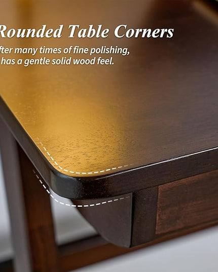 Computer Desk with Drawers, Solid Wood Writing Desk, Mid Century Modern Home Office Desks, Oak Study Table, Small Desk for Bedroom, 29.1 H x 39.4 W x 21.7 D Inches, Walnut - LeafyLoom