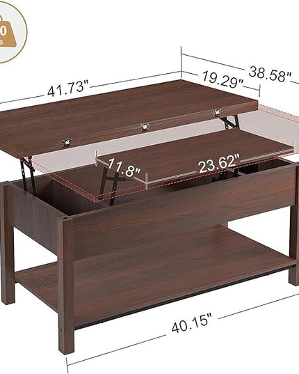 FABATO Lift Top Coffee Table, 4-in-1 Multi-Function Convertible Coffee Table with Storage, Coffee Table Converts to Dining Table for Living Room Reception Room Office, Espresso - LeafyLoom