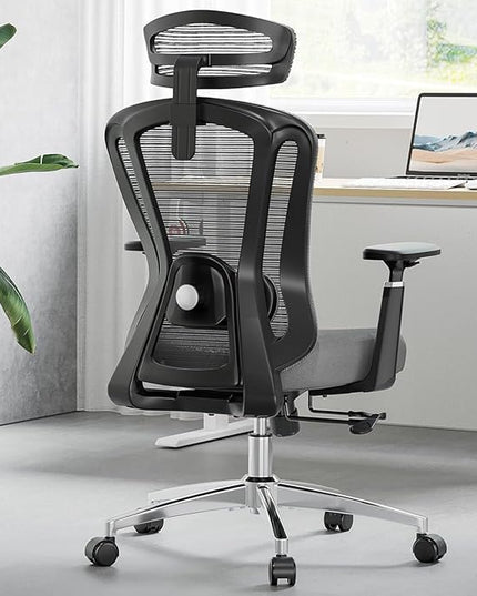 Farini Office Chair Ergonomic Desk Chair, High Back Office Chair with Wheels, Home Office Chair for Heavy People, Office Chair Adjustable Seat Depth, 3D Armrests and Adjustable Headrest, Gray - LeafyLoom