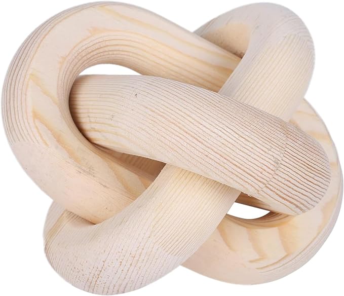 Wood Knot Decor -Coffee Table Decor Shelf Decor Table Books Hand Carved Home Decoration Boho Country Rustic Modern Shabby Chic Style Decor 3 Link Wooden Knot Chain Link Decor (Nature) - LeafyLoom