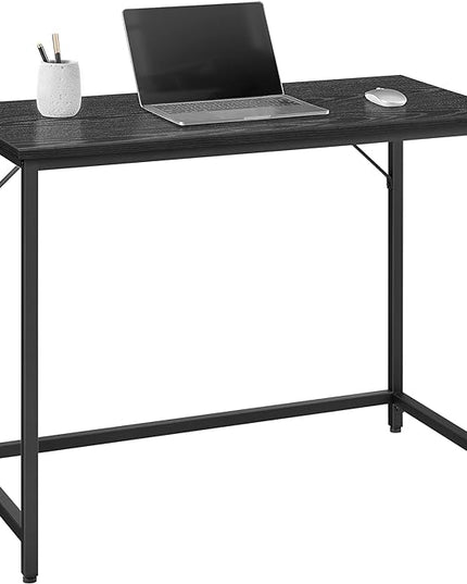 VASAGLE Computer Desk, Gaming Desk, Home Office Desk, for Small Spaces, 19.7 x 39.4 x 29.5 Inches, Industrial Style, Metal Frame, Black with Wood Grain ULWD041B56 - LeafyLoom