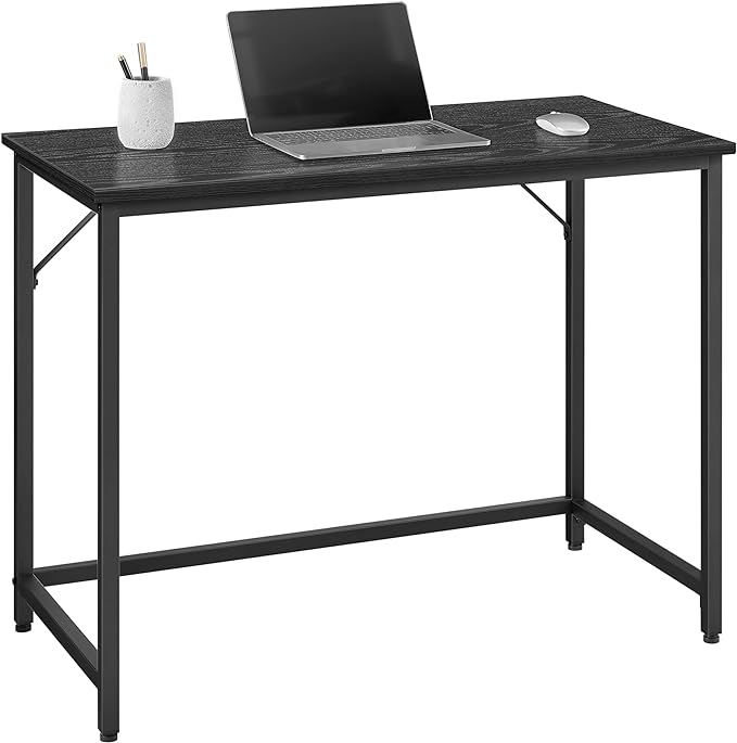 VASAGLE Computer Desk, Gaming Desk, Home Office Desk, for Small Spaces, 19.7 x 39.4 x 29.5 Inches, Industrial Style, Metal Frame, Black with Wood Grain ULWD041B56 - LeafyLoom