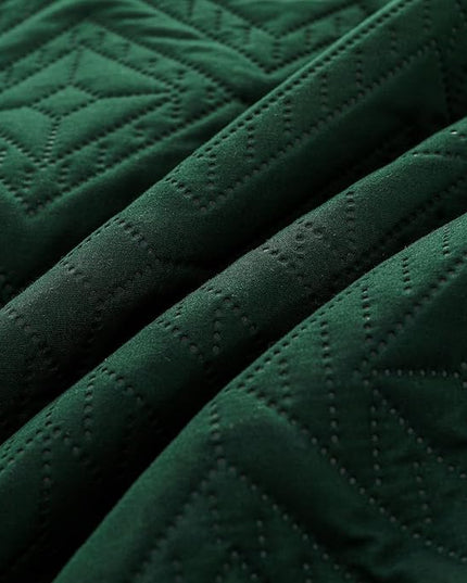 WONGS BEDDING Emerald Green Comforter Set Queen Size(90“×90”), Boho Geometric Textured Bedding Comforter Sets - 3 Pieces Reversible Soft Microfiber Ultrasonic Bedding with 2 Pillowcases - LeafyLoom