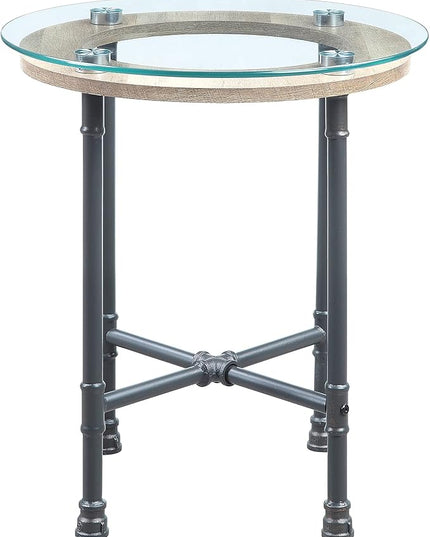 NicBex Coffee Table Morden Tempered Glass Coffee Table with Storage Round Center Tables with Metal Legs Dining Table for Living Room, Dining Room, Office, and Bedroom,22" W, Transparent+Gray - LeafyLoom