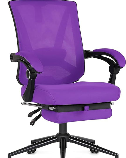 Misolant Ergonomic Office Chair with Footrest, Ergonomic Desk Chair with Adjustable 2D Lumbar Support, High Back Office Chair with Adjustable Headrest, Comfortable Office Chair Purple - LeafyLoom