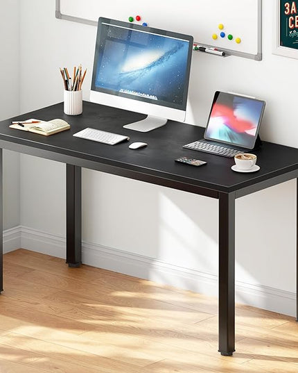 DlandHome 47 inches Medium Computer Desk, Composite Wood Board, Decent and Steady Home Office Desk/Workstation/Table, BS1-120BB Black Walnut and Black Legs, 1 Pack - LeafyLoom