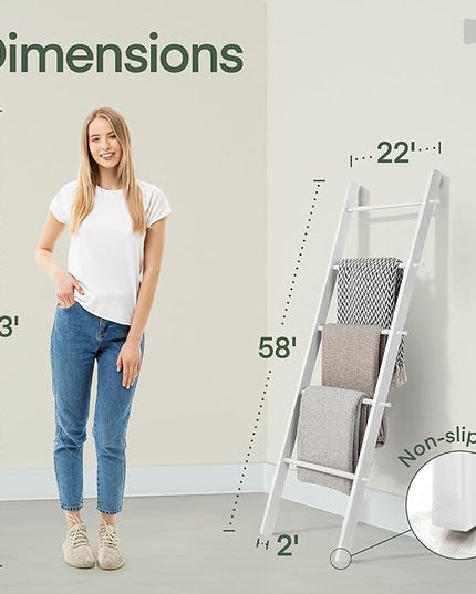 5 Ft Wooden Blanket Ladder Farmhouse - Quilt Ladder for Bedroom - Wood Ladder Decor - Decorative Ladder for Blankets - Easy to Assemble - Farmhouse Ladder Blanket Holder - Wooden Ladder for Blankets - LeafyLoom
