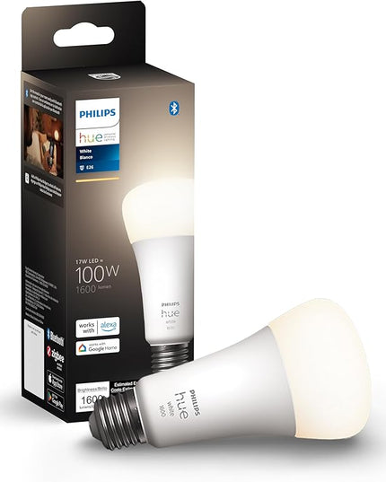 Philips Hue Smart 100W A21 LED Bulb - Soft Warm White Light - 1 Pack - 160LM - E26 - Indoor - Control with Hue App - Works with Alexa, Google Assistant and Apple Homekit PhilipsHue