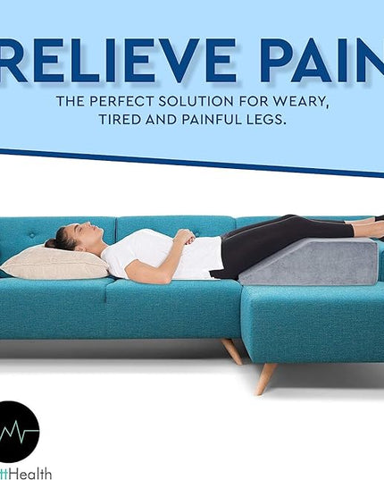 Leg Elevation Pillow - Full Memory Foam Top, High-Density Leg Rest Elevating Foam Wedge - Relieves and Recovers Foot and Ankle Injury, Leg Pain, Hip, Knee Pain, Improves Blood Circulation - LeafyLoom