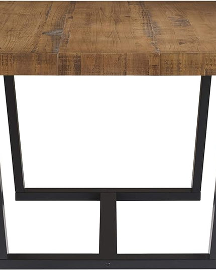 Walker Edison Andre Modern Solid Wood Dining Table, 52 Inch, Rustic Oak - LeafyLoom