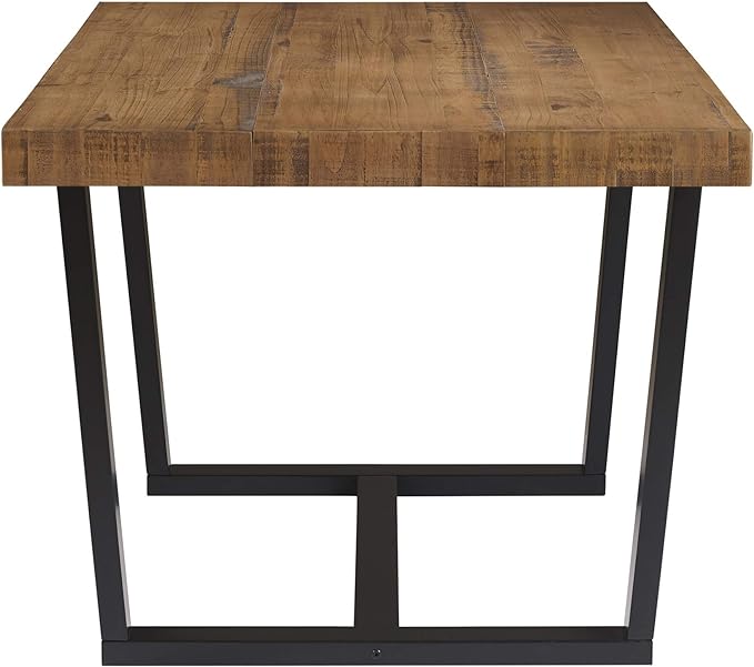 Walker Edison Andre Modern Solid Wood Dining Table, 52 Inch, Rustic Oak - LeafyLoom