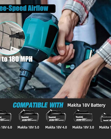 Cordless Dust Blower for Makita 18V Battery, 50000RPM Brushless Motor High Volume Compressed Air Duster for Computer Keyboard, Garage, Sawmill Room, Camping BBQ, Wood Workshop Cleaning(Tool Only) - LeafyLoom