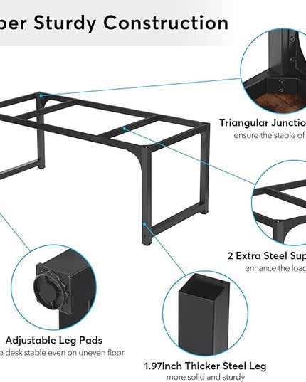 Tribesigns Modern Computer Desk, 63 x 31.5 inch Large Office Desk Computer Table Study Writing Desk Workstation for Home Office, Rustic/Black - LeafyLoom