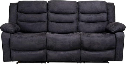 3 Pieces Oversized Manual Motion Set with Center Console,Cup Holders,Three Seaters Couch,Loveseat&Lounge Chair, Upholstered Reclining Sectional Sofa, Gray 3PIECES - LeafyLoom