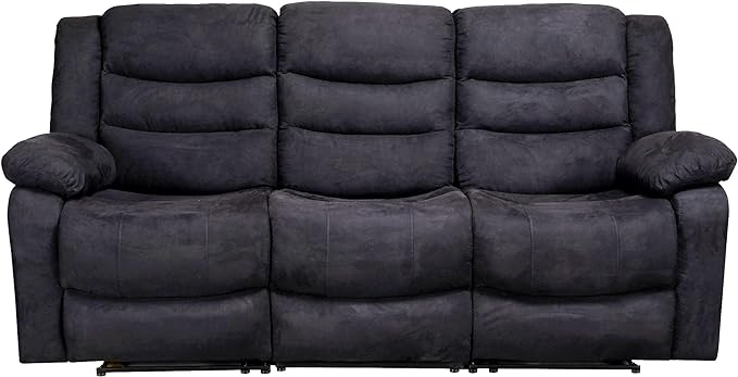 3 Pieces Oversized Manual Motion Set with Center Console,Cup Holders,Three Seaters Couch,Loveseat&Lounge Chair, Upholstered Reclining Sectional Sofa, Gray 3PIECES - LeafyLoom