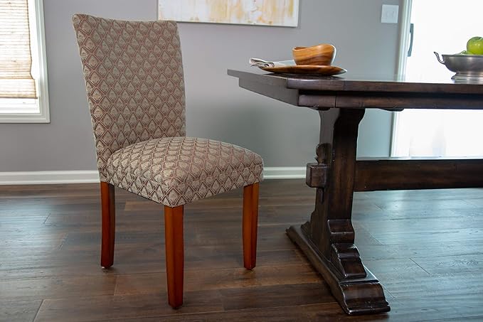 Homepop Home Decor |K1136-F662 | Classic Upholstered Parsons Dining Chair | Single Accent Dining Chair, Blue & Brown Damask - LeafyLoom