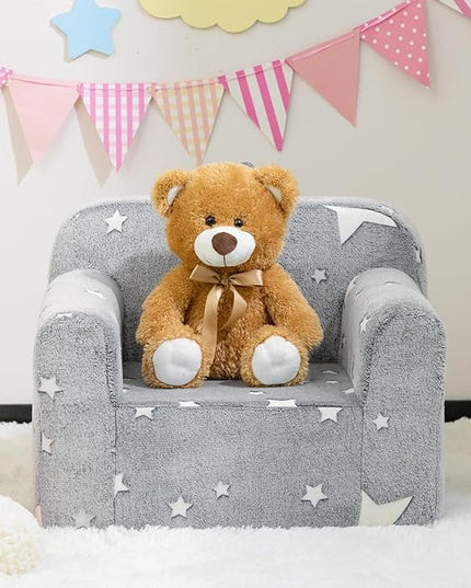 ALIMORDEN Kids Ultra-Soft Snuggle Foam Filled Chair, Single Cuddly Sherpa Reading Couch for Boys and Girls,Star - LeafyLoom