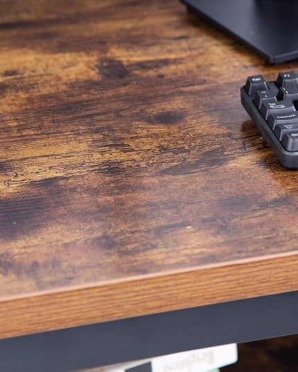 TOPSKY Computer Desk with Bookshelf/Metal Hole Cable Cover 1.18" Thick Desk (55", Rustic Brown) - LeafyLoom