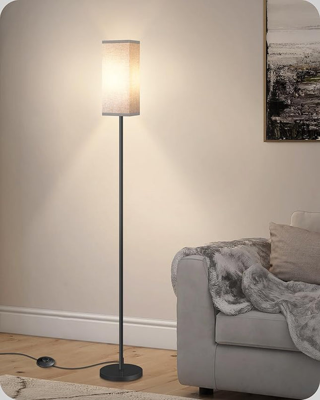 Floor Lamp, Pole Lamp with Foot Switch, Modern Standing Lamp Lampshade, Minimalist Freestanding Lamp (Bulb Not Included), for Living Room, Bedroom Office FCC Listed, Black and Gray H07LD05 - LeafyLoom
