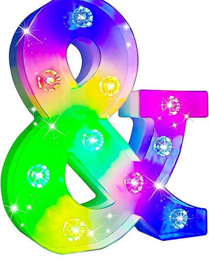 Glintee Light Up Letters Letter Lights - Colorful LED Letters Lights Alphabet for Romantic Valentines Day Night Lights Wedding Birthday Party Home Bar Decor- (Colorful &) - LeafyLoom