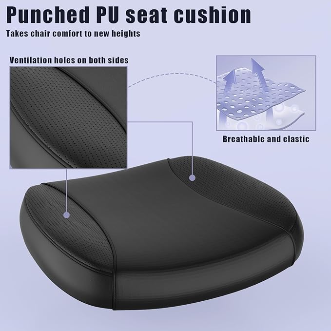 Office Chair, Ergonomic Desk Chair, High Back Desk Chair, Big and Tall Reclining Comfy Home Office Chair with Lumbar Support Breathable Mesh Computer Chair Adjustable Armrests - LeafyLoom