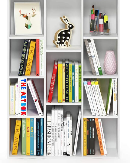 Furinno Luder Bookcase / Book / Storage , 11-Cube, White - LeafyLoom