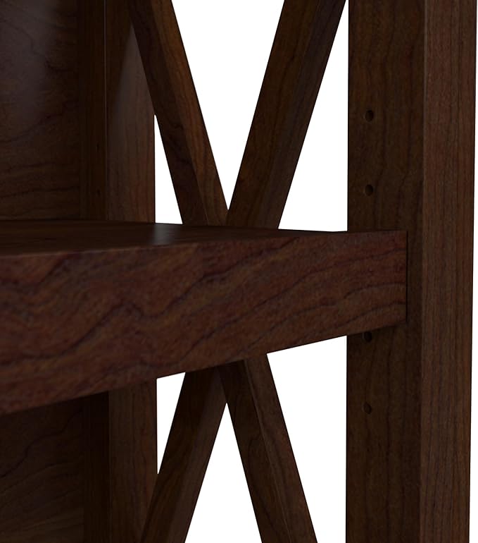 Bush Furniture Key West Tall 5 Shelf Bookcase in Bing Cherry - LeafyLoom