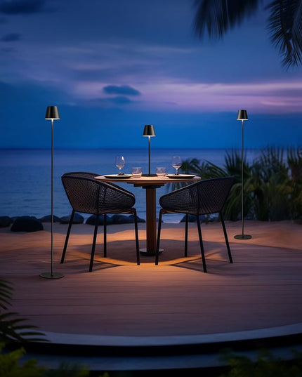 KDG Modern Cordless Floor Lamp, Portable LED Corner Stand Lamp, 5000mAh Battery Operated, Stepless Dimmable Adjustable Height lighting for Living room, Bedroom, Outdoor, Office, Night Light(Black) - LeafyLoom