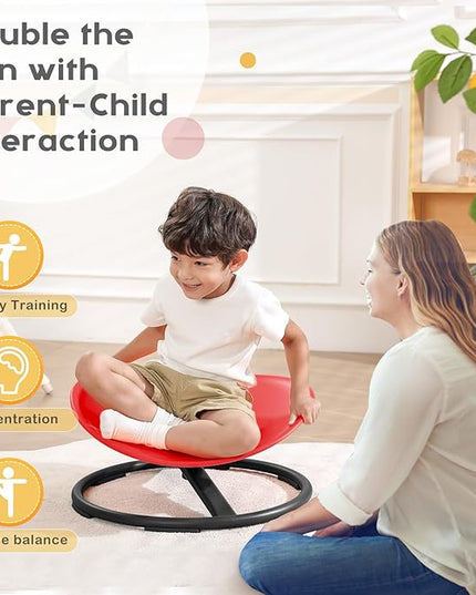 Sensory Toys for Kids Autism Sensory Products Sit and Spin Autism Toys Sensory Chair Spinning Chair ADHD Chair Swivel Chair Training Body Coordination (Red) - LeafyLoom