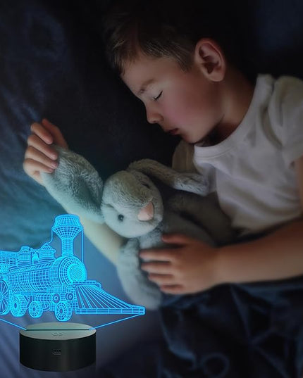 Attivolife Train 3D Gifts Lamp, Illusion Hologram Night Light with Remote Control 16 Color Changing, Kids Bedroom Decor Novelty Birthday Christmas Present for Train Model Collector Boy Men - LeafyLoom
