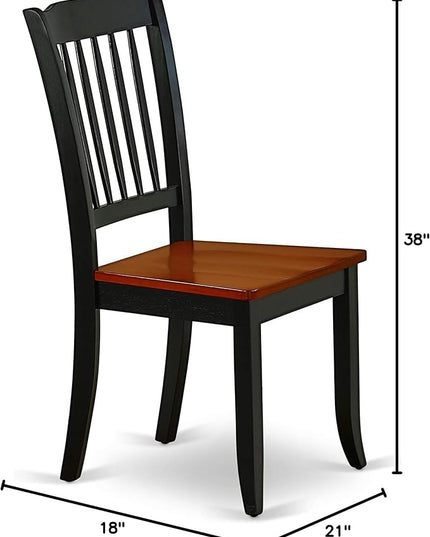 East West Furniture DAC-BCH-W Danbury Dining Room Chairs - Slat Back Solid Wood Seat Chairs, Set of 2, Black & Cherry - LeafyLoom