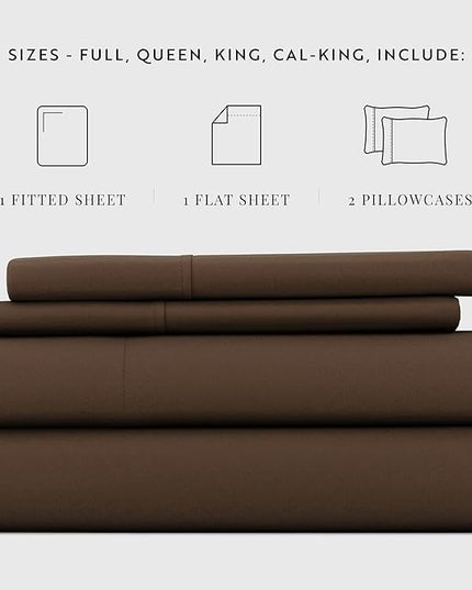 Linen Market Bed Sheets for Cal King Size Bed (Chocolate) - Sleep Better Than Ever with These Soft and Cooling California King Sheets - Deep Pocket Fits 16" Thick Beds - 4 Piece Cal King Sheet Set - LeafyLoom