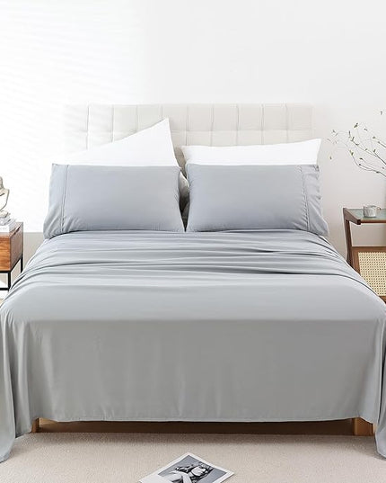 Whitney Home Textile Queen Sheet Set - 4 Piece Soft Breathable Bed Sheets for Queen Size Bed, Deep Pocket Lxuury Brushed Sheets, Hotel Bedding Sheets and Pillowcases, Wrinkle Free Oeko-Tex Sheets - LeafyLoom
