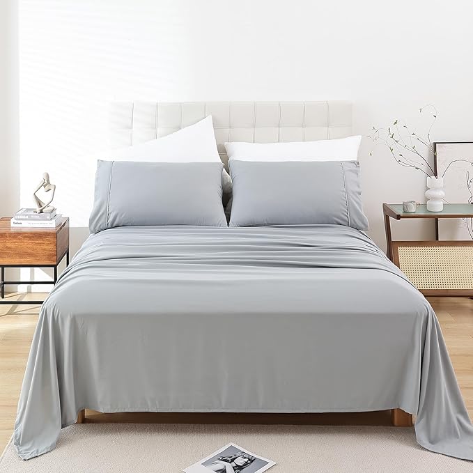 Silky Soft Sheet Set - 3 Piece Cooling Bed Sheets for Twin Size Bed, Extra Deep Pocket Luxury Brushed Sheets, Breathable Hotel Bedding Sheets and Pillowcases, Wrinkle Free Oeko-Tex Sheets - LeafyLoom