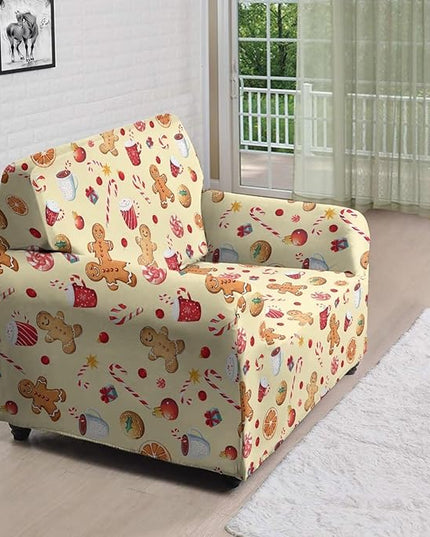 FKELYI Cute Christmas Sofa Couch Cover with Elastic Bottom Stretch Furniture Protector for Indoor Easy Going Stretch Sofa Slipcovers S FKELYI