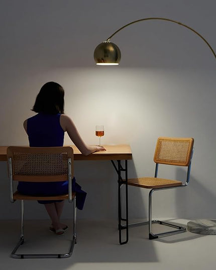 Brightech Olivia Floor Lamp, Arc Lamp for Living Rooms, Standing Lamp with LED Light Bulbs for Bedroom Reading, Great Living Room Décor, Tall Lamp for Offices – Brass/Gold - LeafyLoom